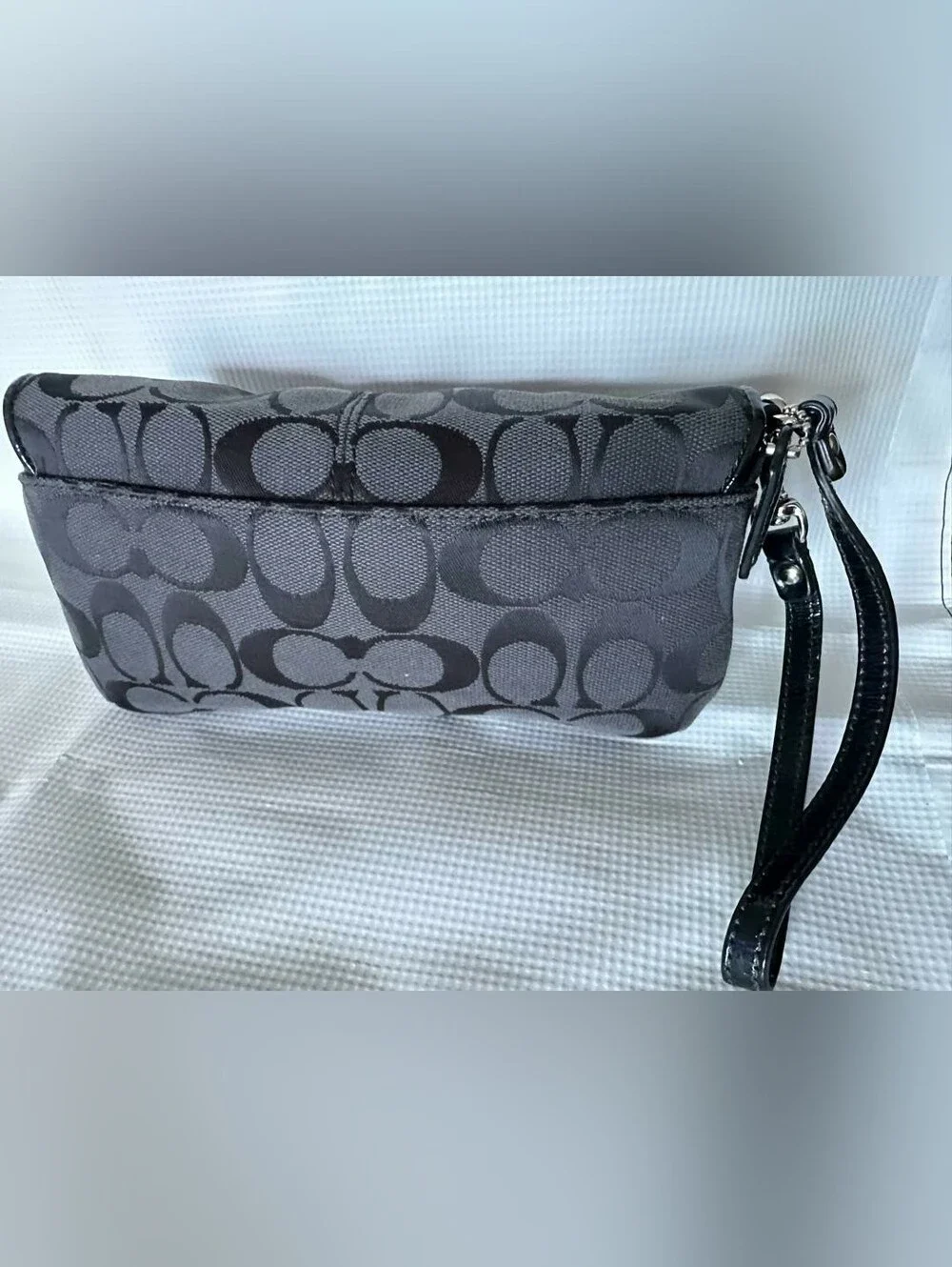 COACH RARE-VINTAGE Ashley Women's Black CC Canvas Flap & Snap Clutch Wristlet